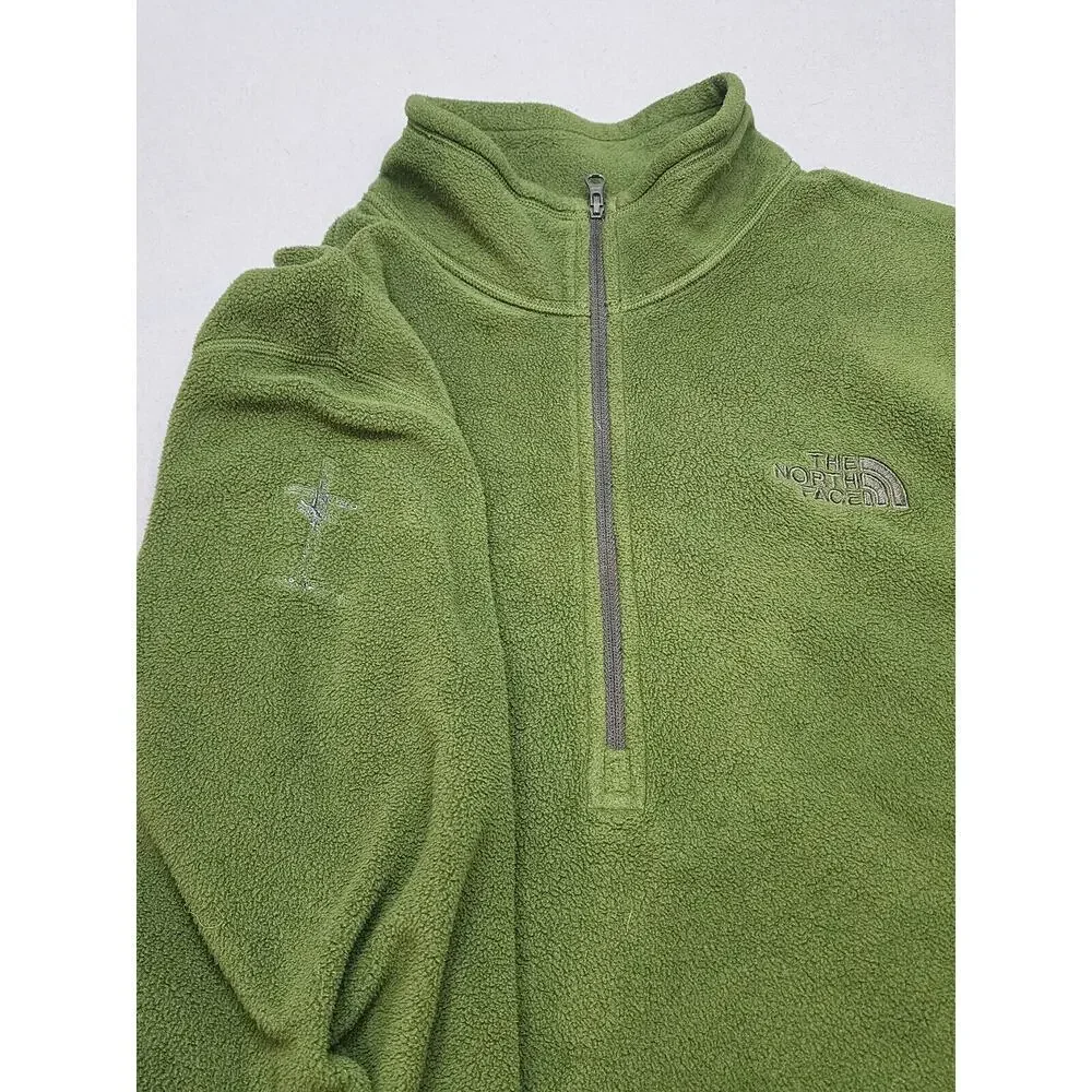 The North‎ Face Jacket Mens Green Quarter Zip Pullover Fleece Outdoor Sz L